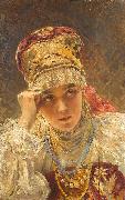 Konstantin Makovsky A young boyarina oil on canvas